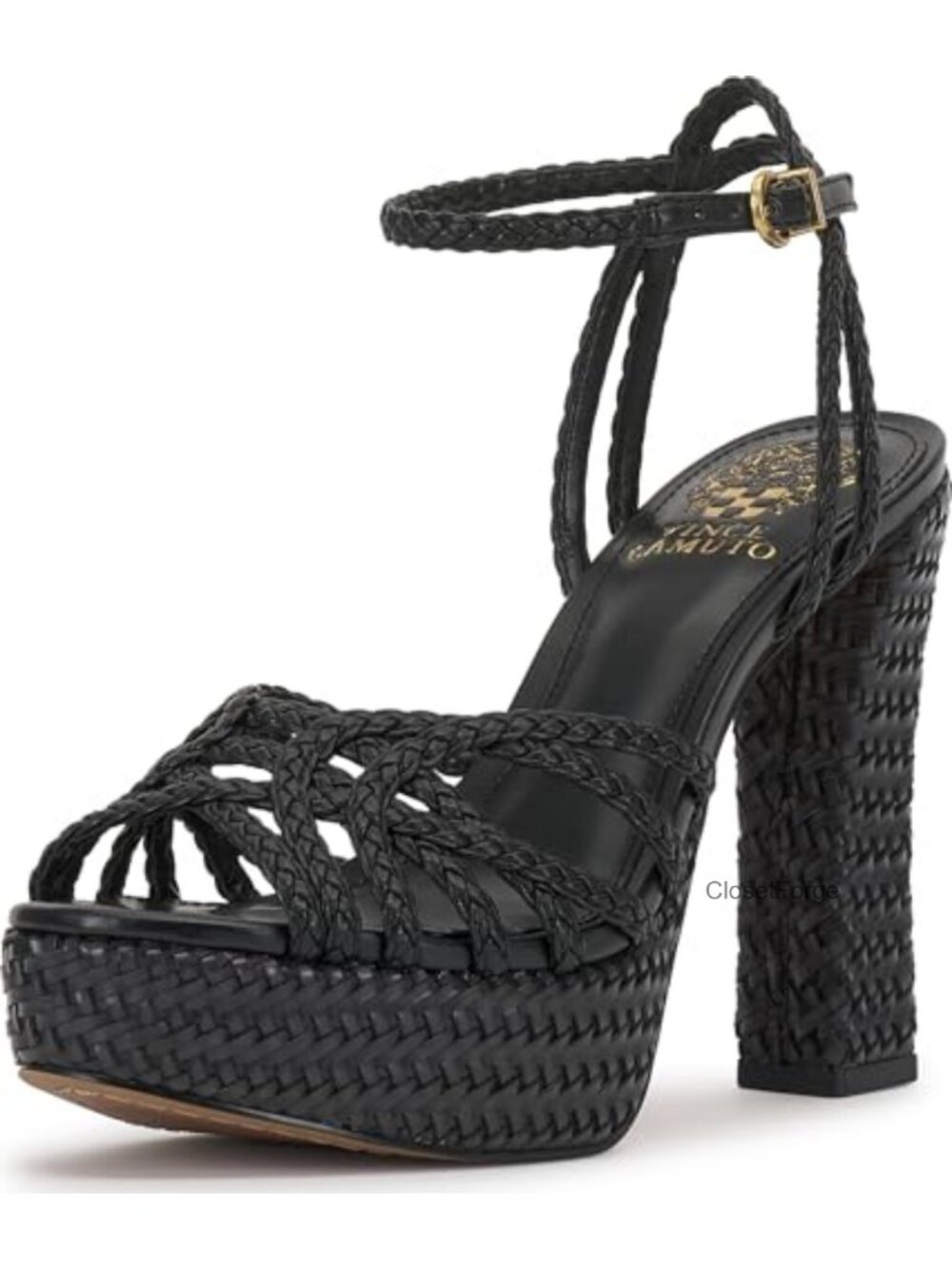 Strappy Platform Heeled Sandals with Faux Leather